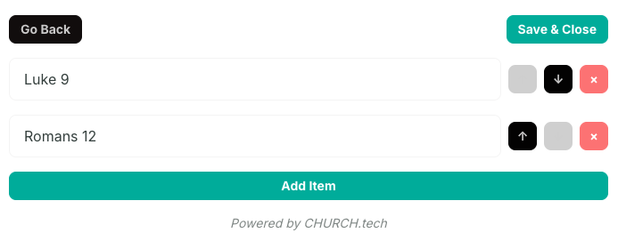 List Editor Interface
